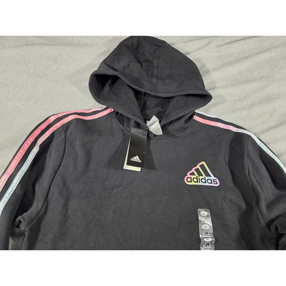 NWT Adidas Game Fade Fleece Hoodie Youth XL 18/20 Black Pink,Blue Ombre Stripe